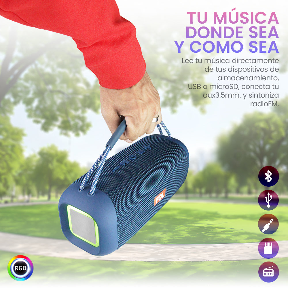 FS-S263 Bocina Bluetooth Recargable de 20W con Luz RGB y Correa Integrada