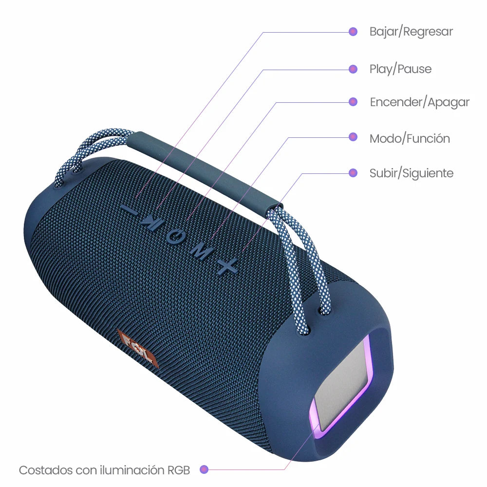FS-S263 Bocina Bluetooth Recargable de 20W con Luz RGB y Correa Integrada