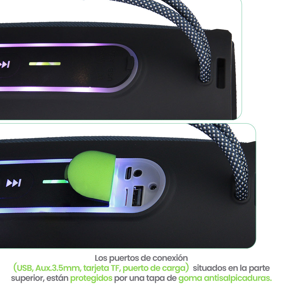 FS-S264 Bocina TWS Recargable de 20W con Luz RGB y Agarradera Integrada
