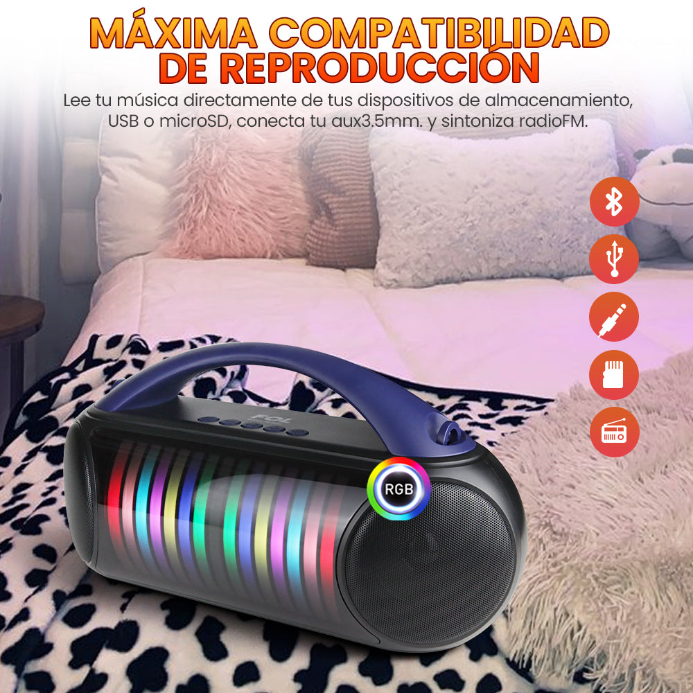 FS-S265 Bocina Bluetooth de hasta 30W con Luz RGB y Sonido Estéreo