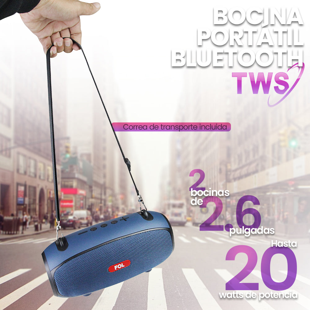 FS-S267 Bocina Bluetooth TWS Recargable con Luz RGB y Correa Integrada