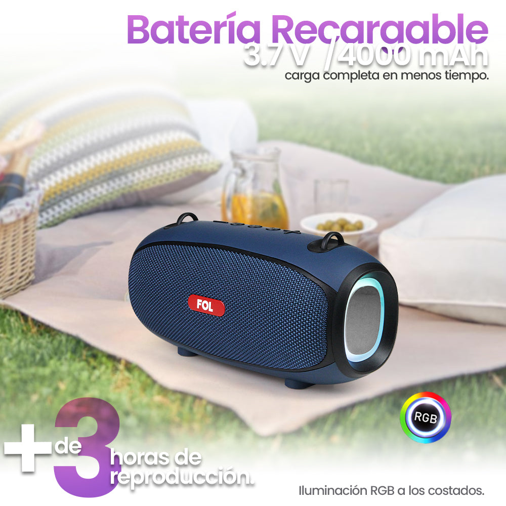 FS-S267 Bocina Bluetooth TWS Recargable con Luz RGB y Correa Integrada