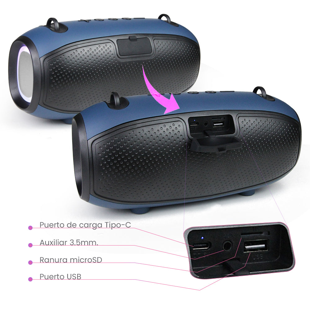 FS-S267 Bocina Bluetooth TWS Recargable con Luz RGB y Correa Integrada