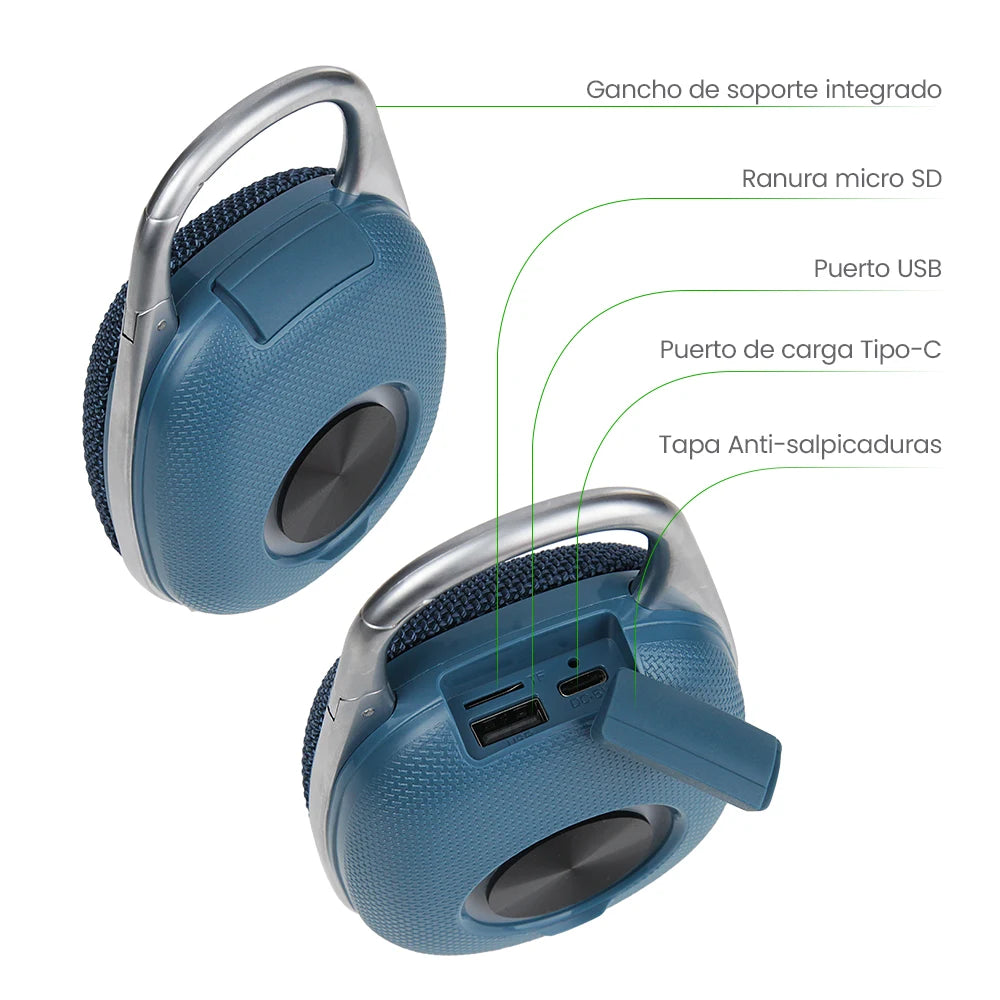 FS-S521 Bocina Bluetooth TWS Recargable con Manos Libres y Gancho de Sujeción