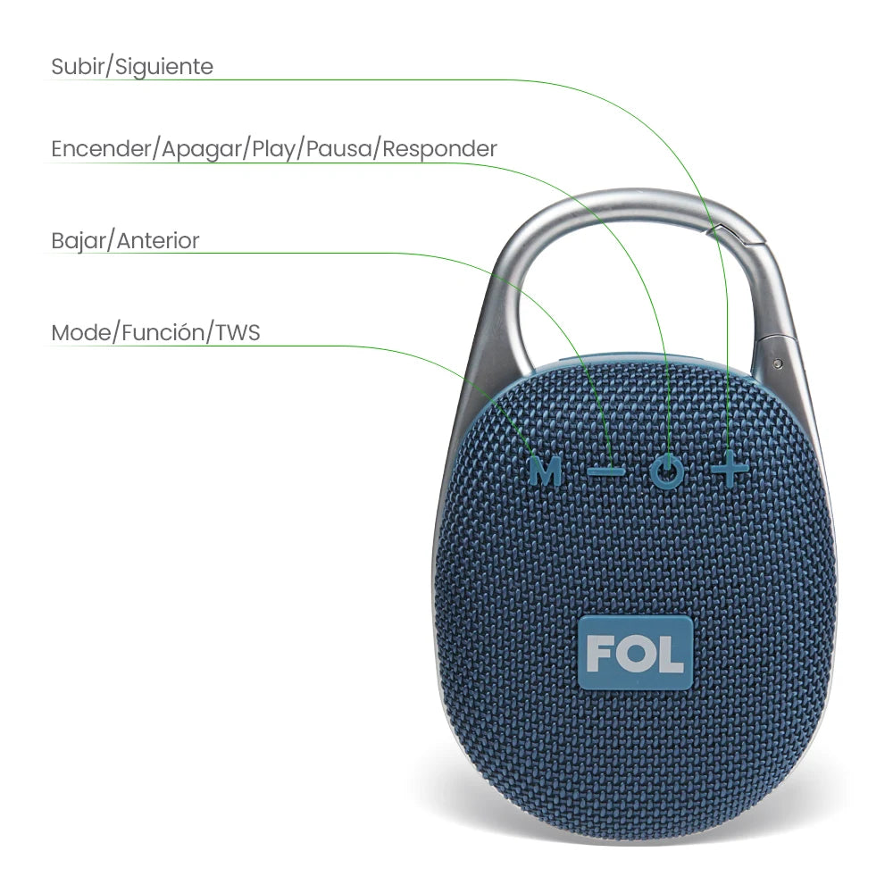 FS-S521 Bocina Bluetooth TWS Recargable con Manos Libres y Gancho de Sujeción