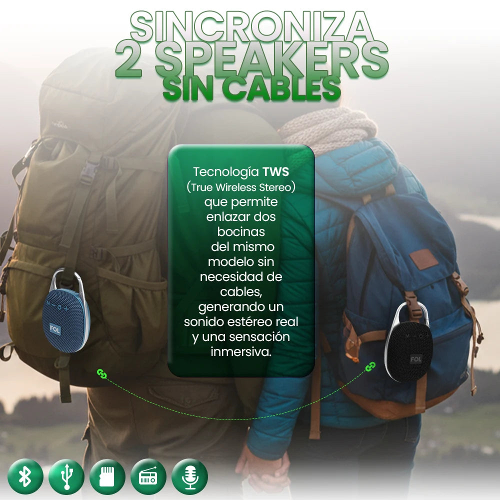 FS-S521 Bocina Bluetooth TWS Recargable con Manos Libres y Gancho de Sujeción
