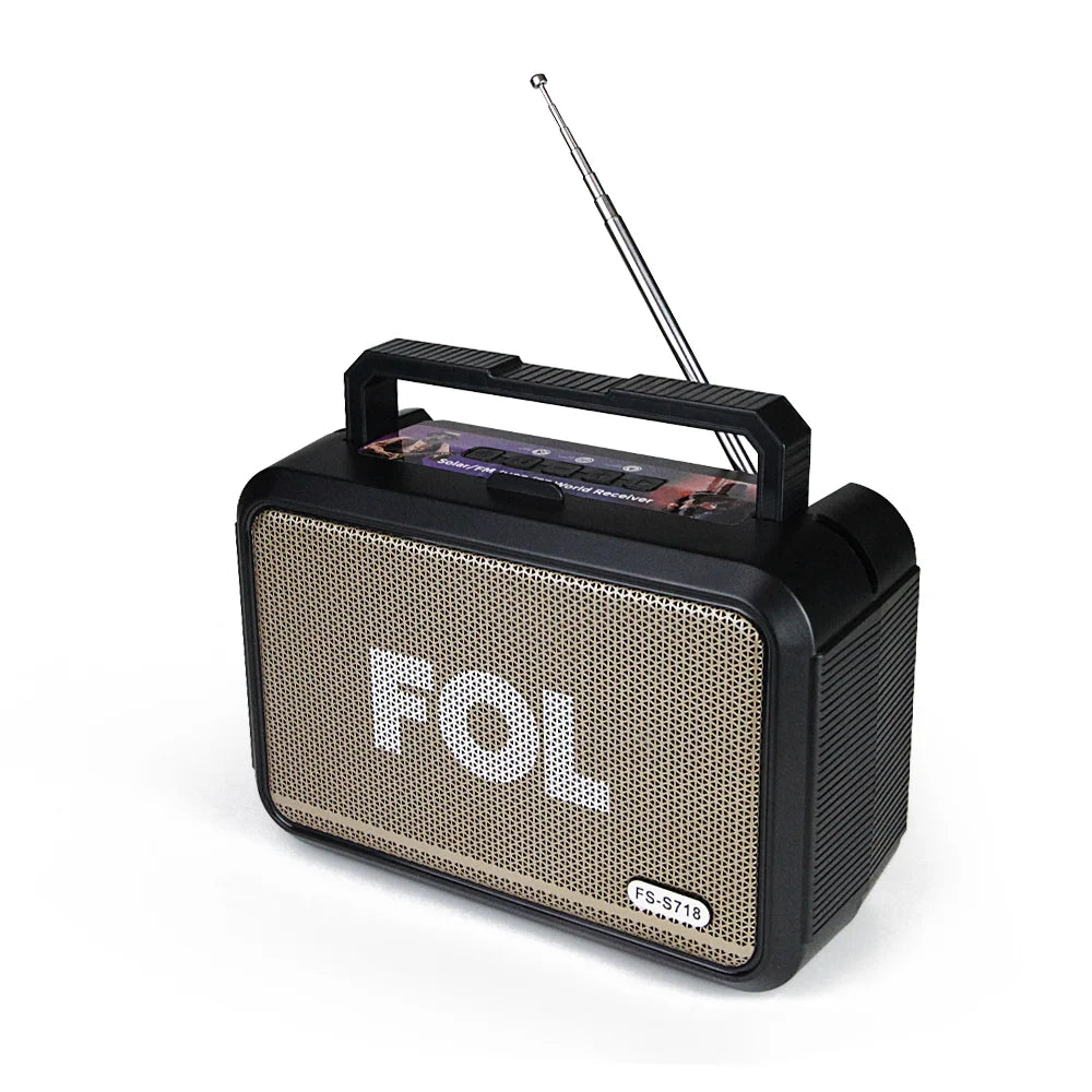 FS-S718 Bocina Bluetooth Portátil de 10W con Paneles Solares y Lámpara Integrada