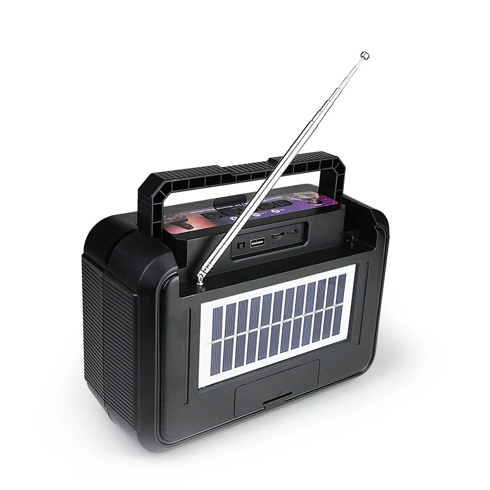 FS-S718 Bocina Bluetooth Portátil de 10W con Paneles Solares y Lámpara Integrada