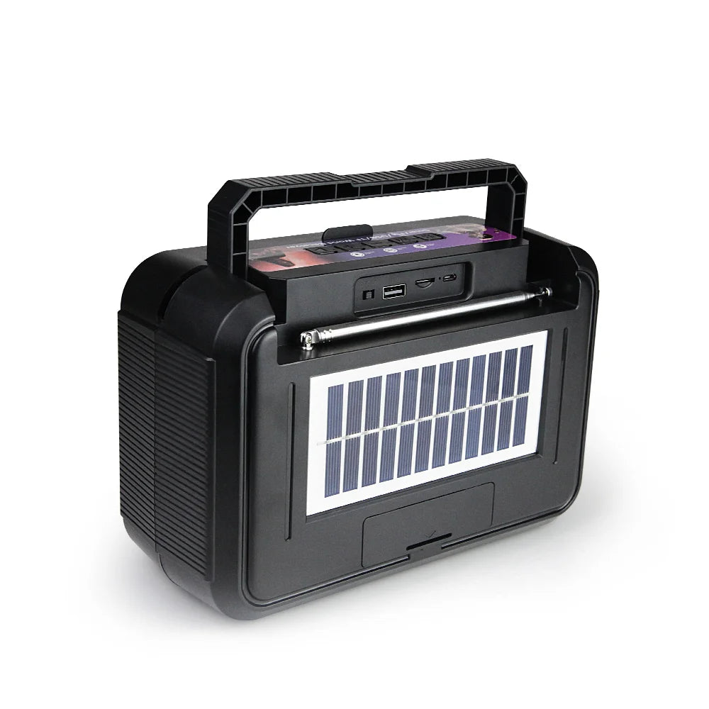 FS-S718 Bocina Bluetooth Portátil de 10W con Paneles Solares y Lámpara Integrada