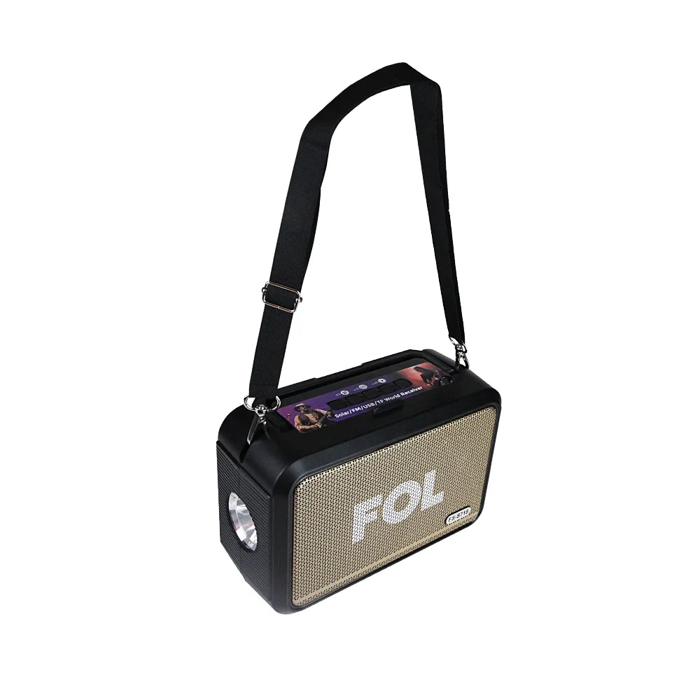 FS-S718 Bocina Bluetooth Portátil de 10W con Paneles Solares y Lámpara Integrada