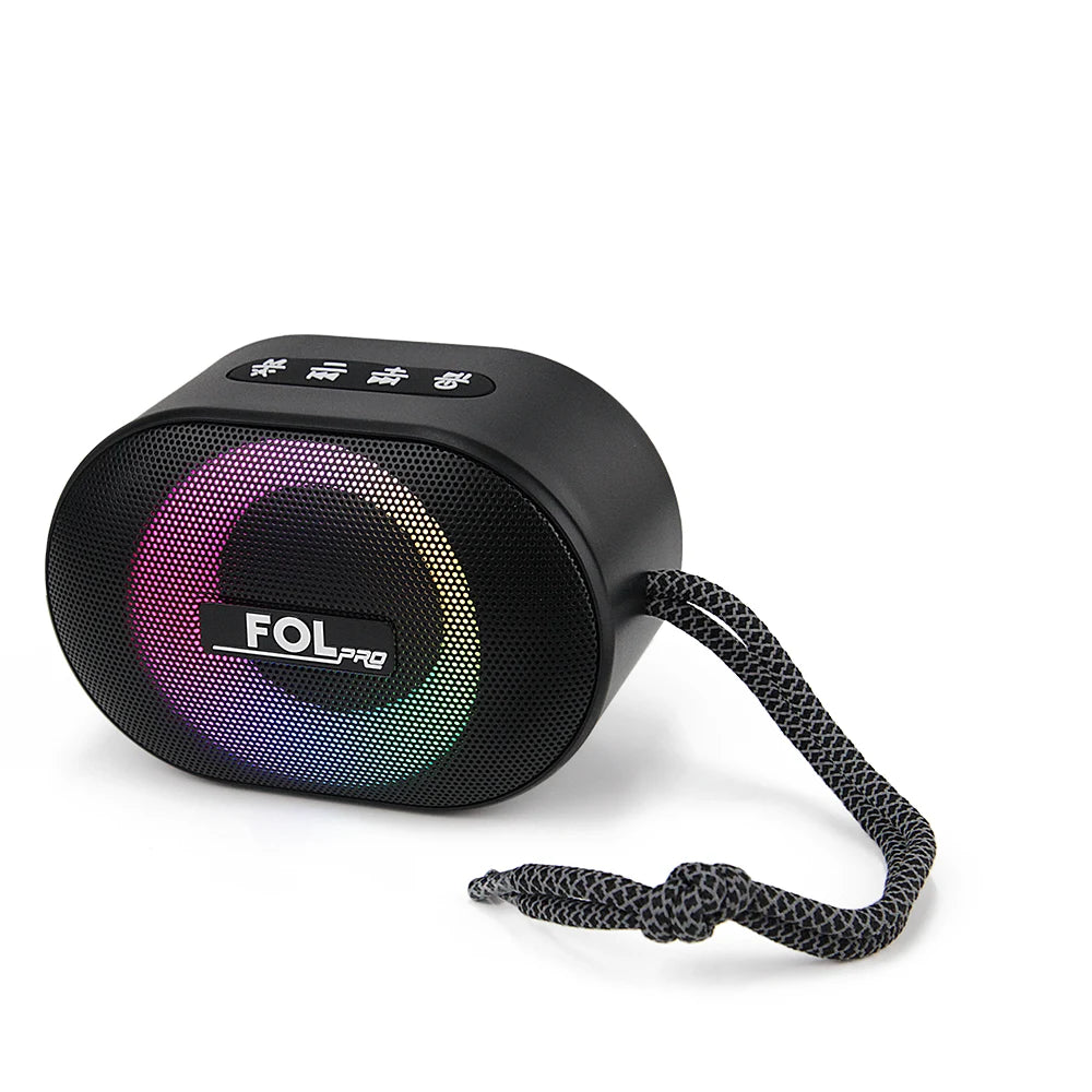 FS-SP06 Mini Bocina Bluetooth TWS Recargable de 5W con Luz RGB y Correa Reflectante