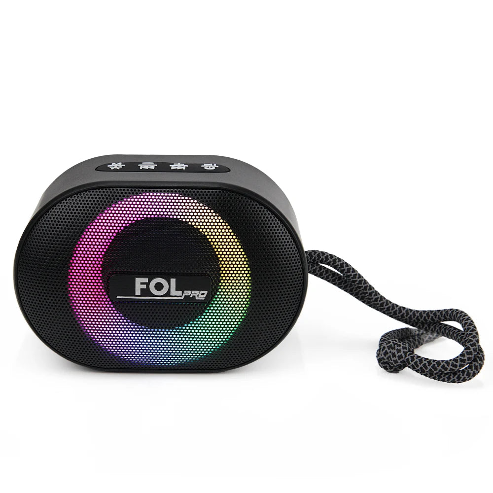 FS-SP06 Mini Bocina Bluetooth TWS Recargable de 5W con Luz RGB y Correa Reflectante