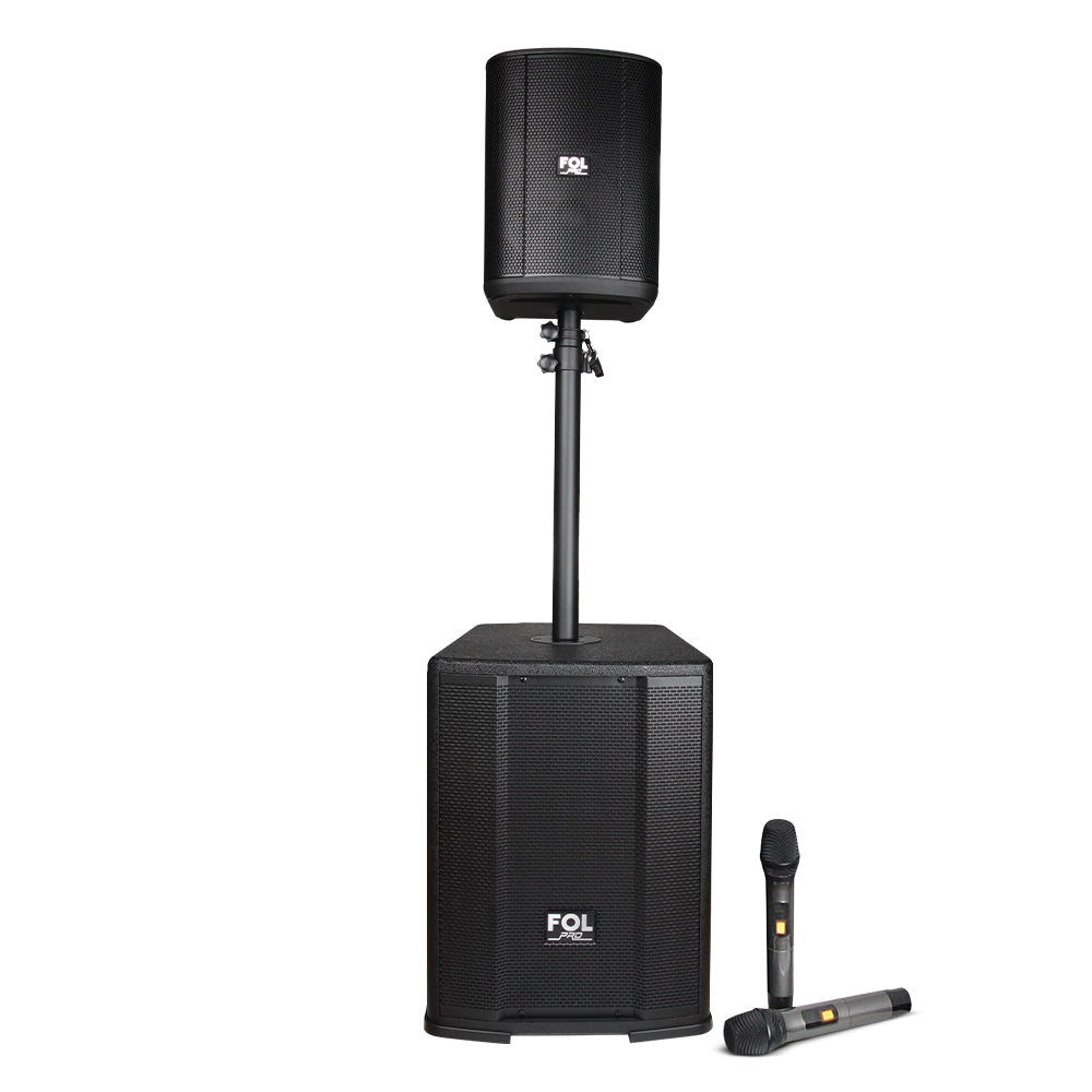 FS-T700 Torre de Sonido Recargable con 2 Micrófonos Inalámbricos y Entradas XLR/TRS