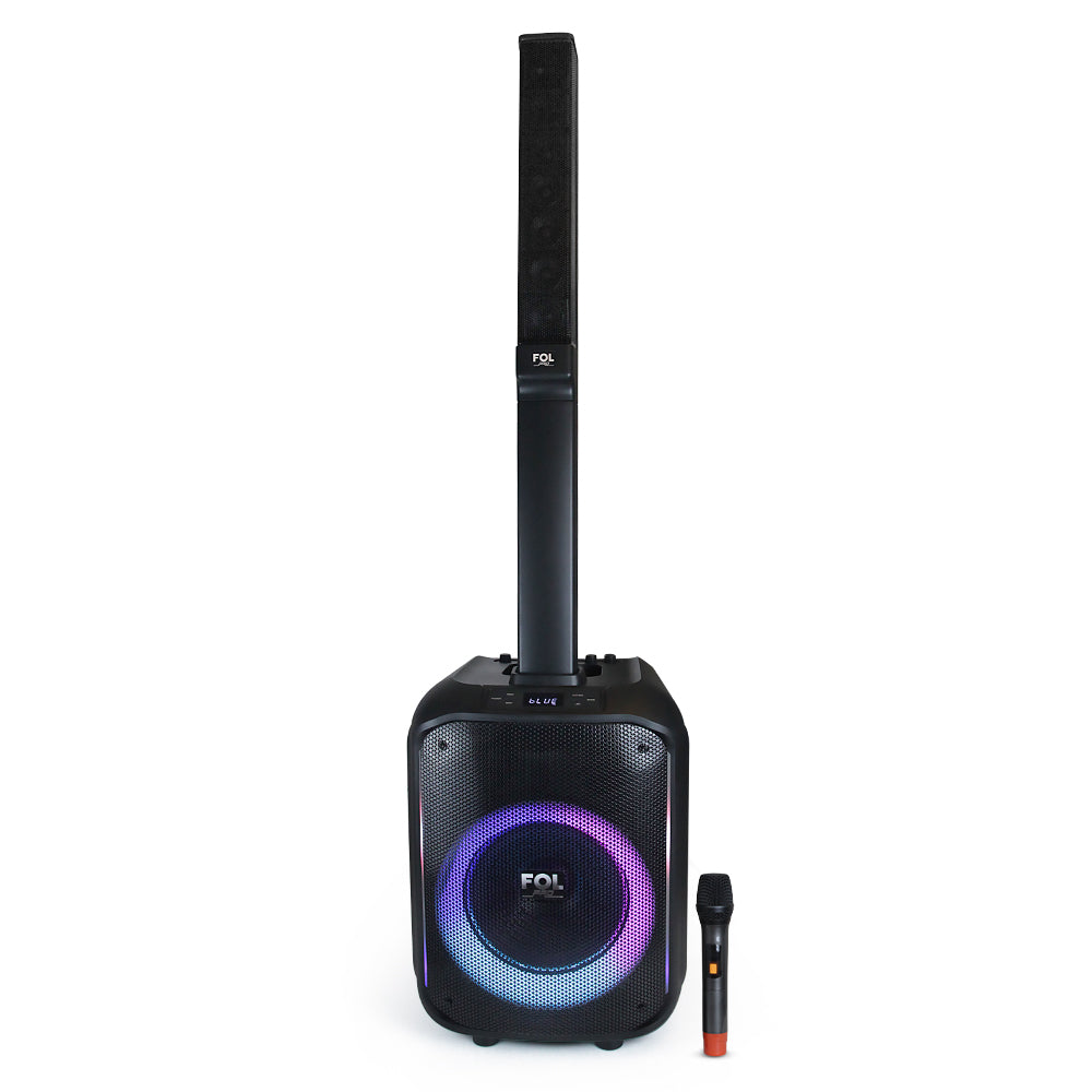 FS-T868 Torre de Sonido Portátil Recargable con Micrófono Inalámbrico y Luz RGB