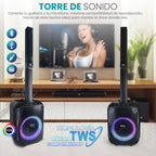 FS-T868 Torre de Sonido Portátil Recargable con Micrófono Inalámbrico y Luz RGB