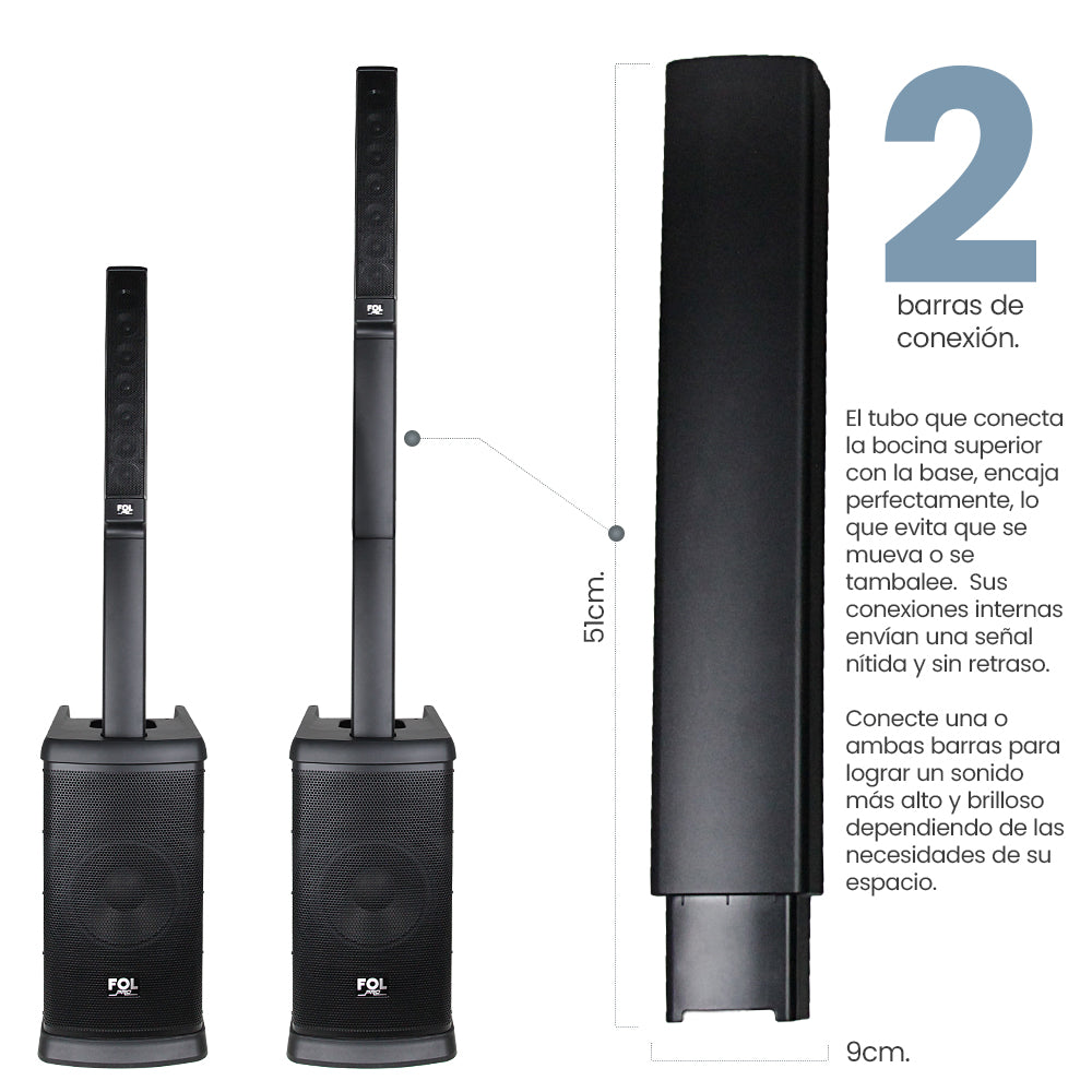 FS-T888 Torre de Sonido TWS de 420W con 2 Micrófonos Inalámbricos y Función Karaoke