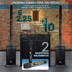 FS-T888 Torre de Sonido TWS de 420W con 2 Micrófonos Inalámbricos y Función Karaoke
