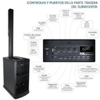 FS-T888 Torre de Sonido TWS de 420W con 2 Micrófonos Inalámbricos y Función Karaoke
