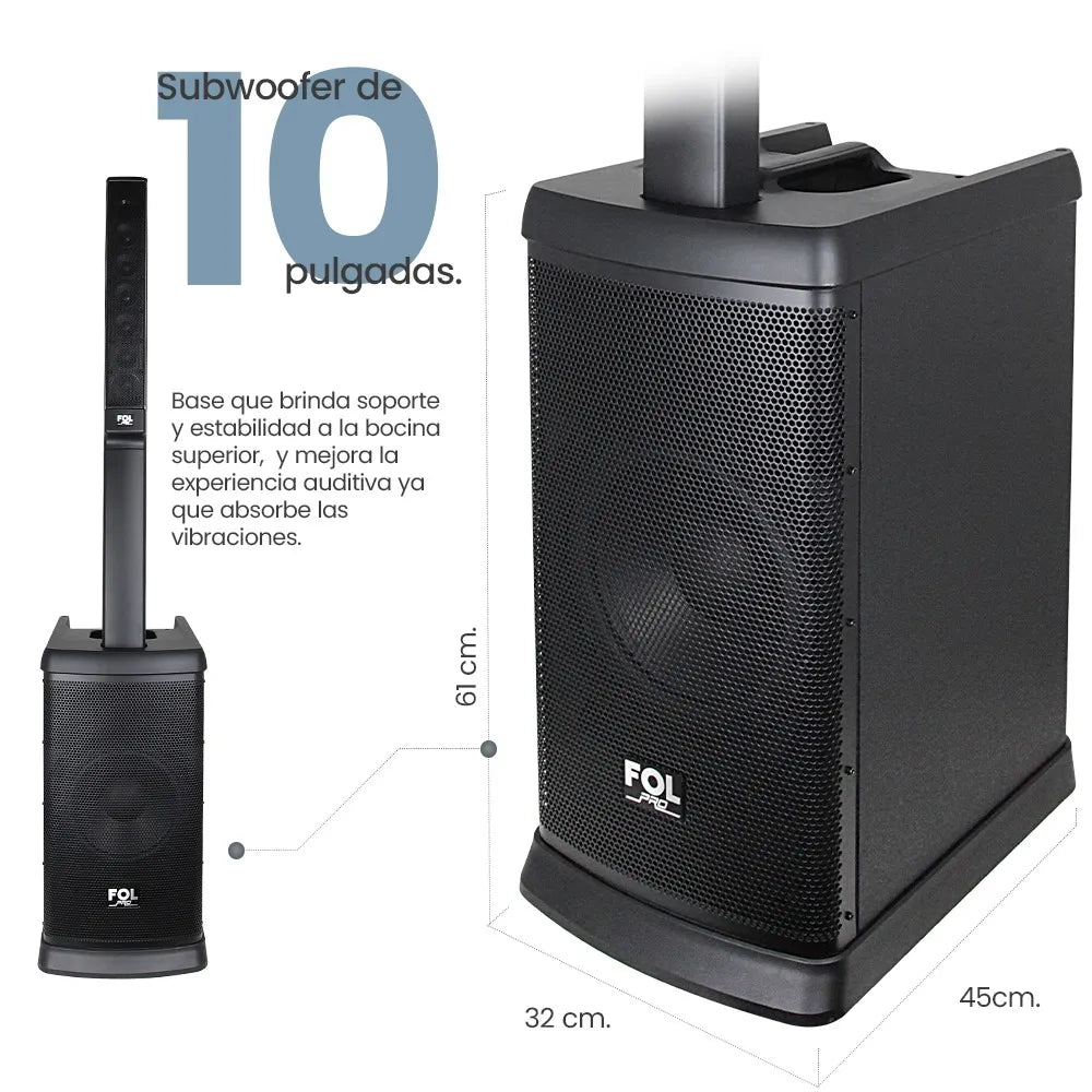 FS-T888 Torre de Sonido TWS de 420W con 2 Micrófonos Inalámbricos y Función Karaoke