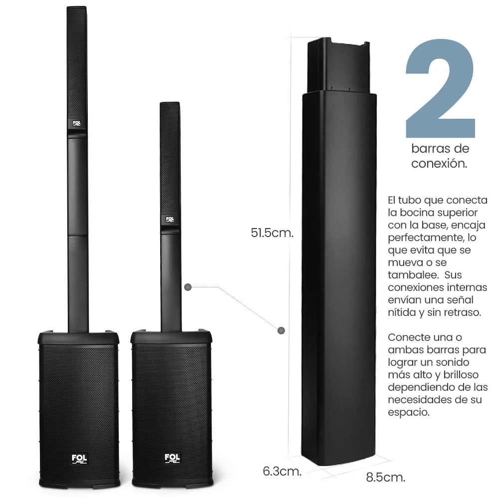 FS-T898 Torre de Sonido PRO Recargable con 2 Micrófonos Inalámbricos