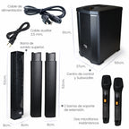 FS-T900 Torre de Sonido TWS 600W con Subwoofer de 12" y 2 Micrófonos Inalámbricos