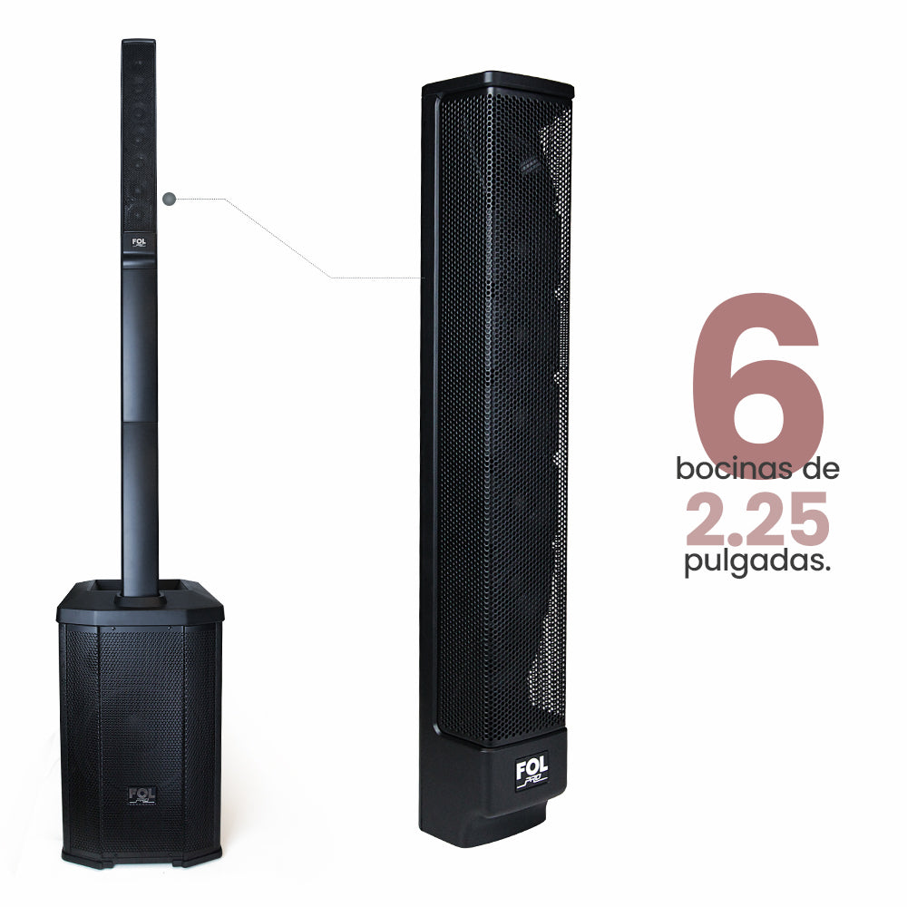 FS-T900 Torre de Sonido TWS 600W con Subwoofer de 12" y 2 Micrófonos Inalámbricos