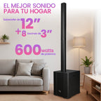 FS-T929 Torre de Sonido TWS de 600W con Entradas XLR para Micrófono y Guitarra