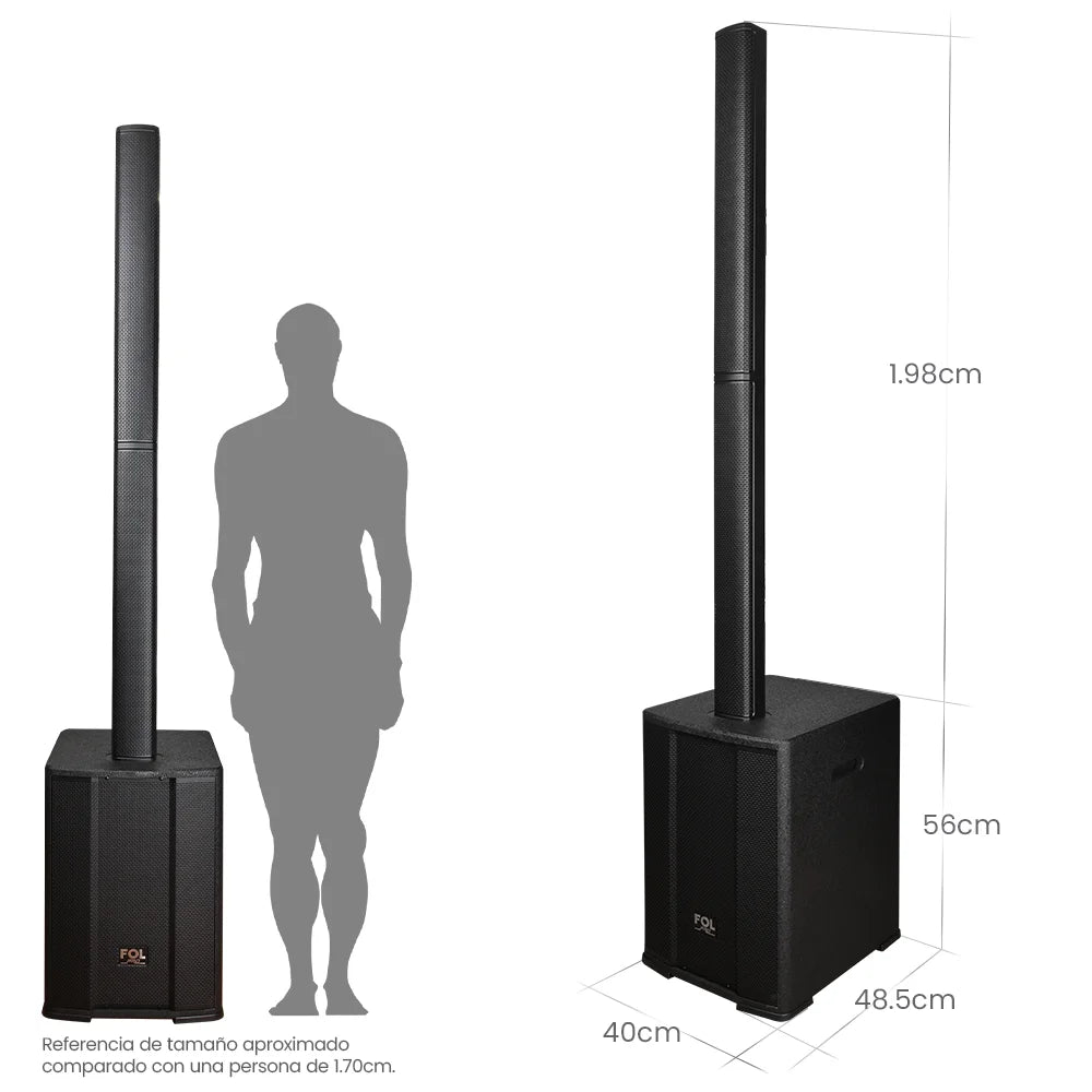 FS-T929 Torre de Sonido TWS de 600W con Entradas XLR para Micrófono y Guitarra