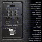 FS-T929 Torre de Sonido TWS de 600W con Entradas XLR para Micrófono y Guitarra