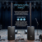 FS-T939 Torre de Sonido TWS de 600W con 2 Micrófonos Inalámbricos y Entradas XLR