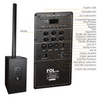 FS-T939 Torre de Sonido TWS de 600W con 2 Micrófonos Inalámbricos y Entradas XLR