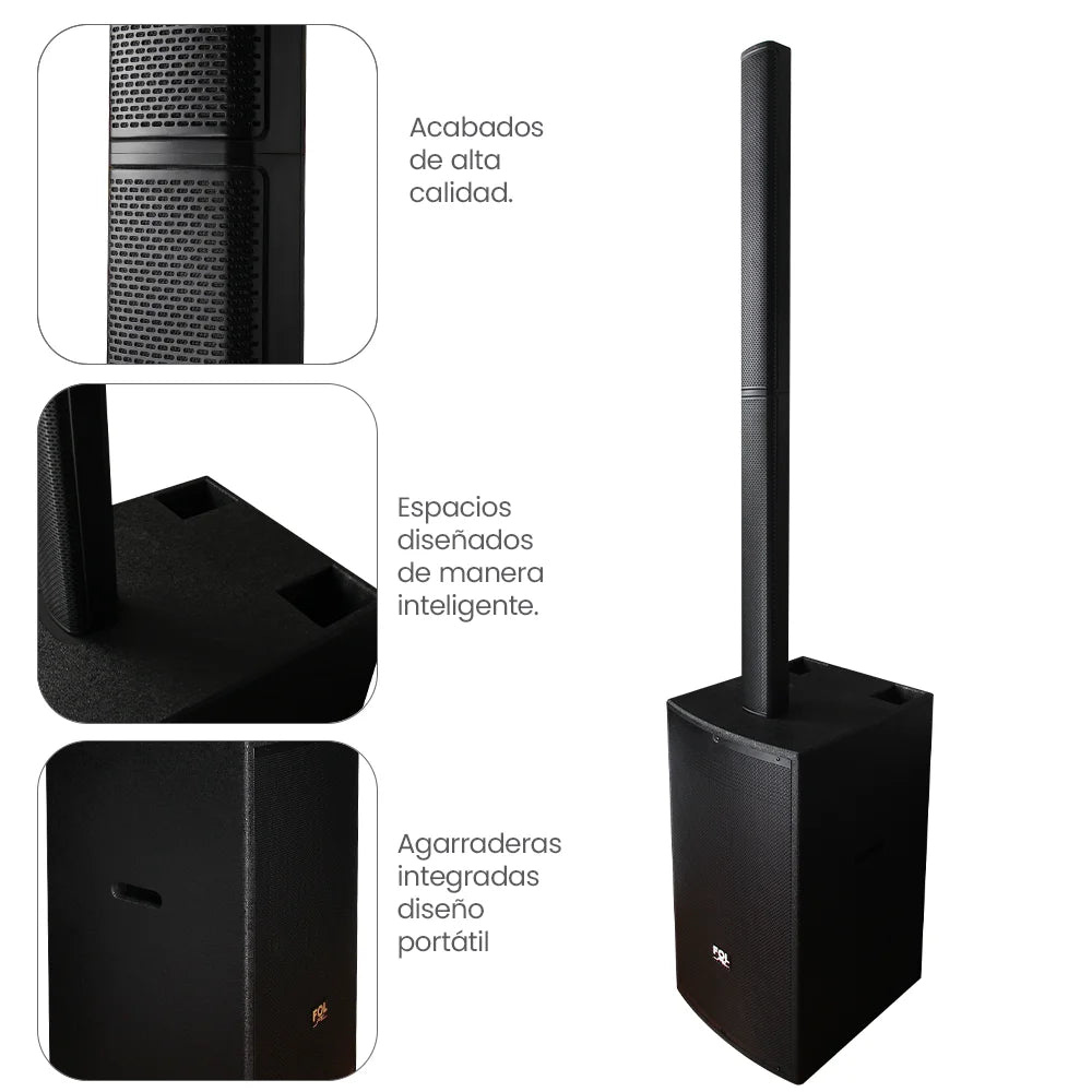 FS-T939 Torre de Sonido TWS de 600W con 2 Micrófonos Inalámbricos y Entradas XLR