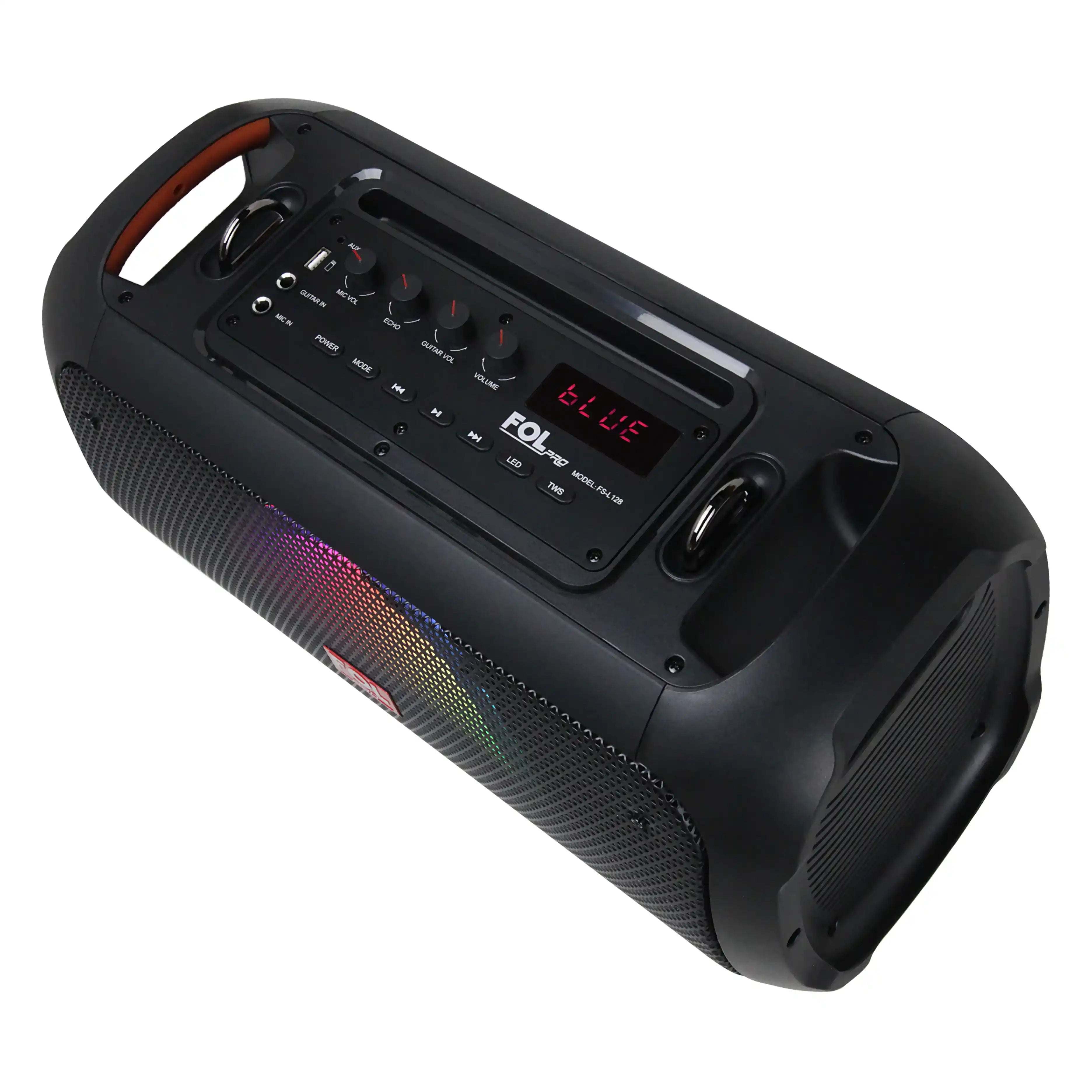 FS-L128A Bocina TWS Recargable de 50W con Micrófono Inalámbrico y Entradas para Micrófono y Guitarra
