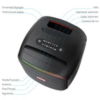 FS-L1106 Bocina TWS Recargable Portátil con Super Bass, Luz RGB y Agarradera Integrada