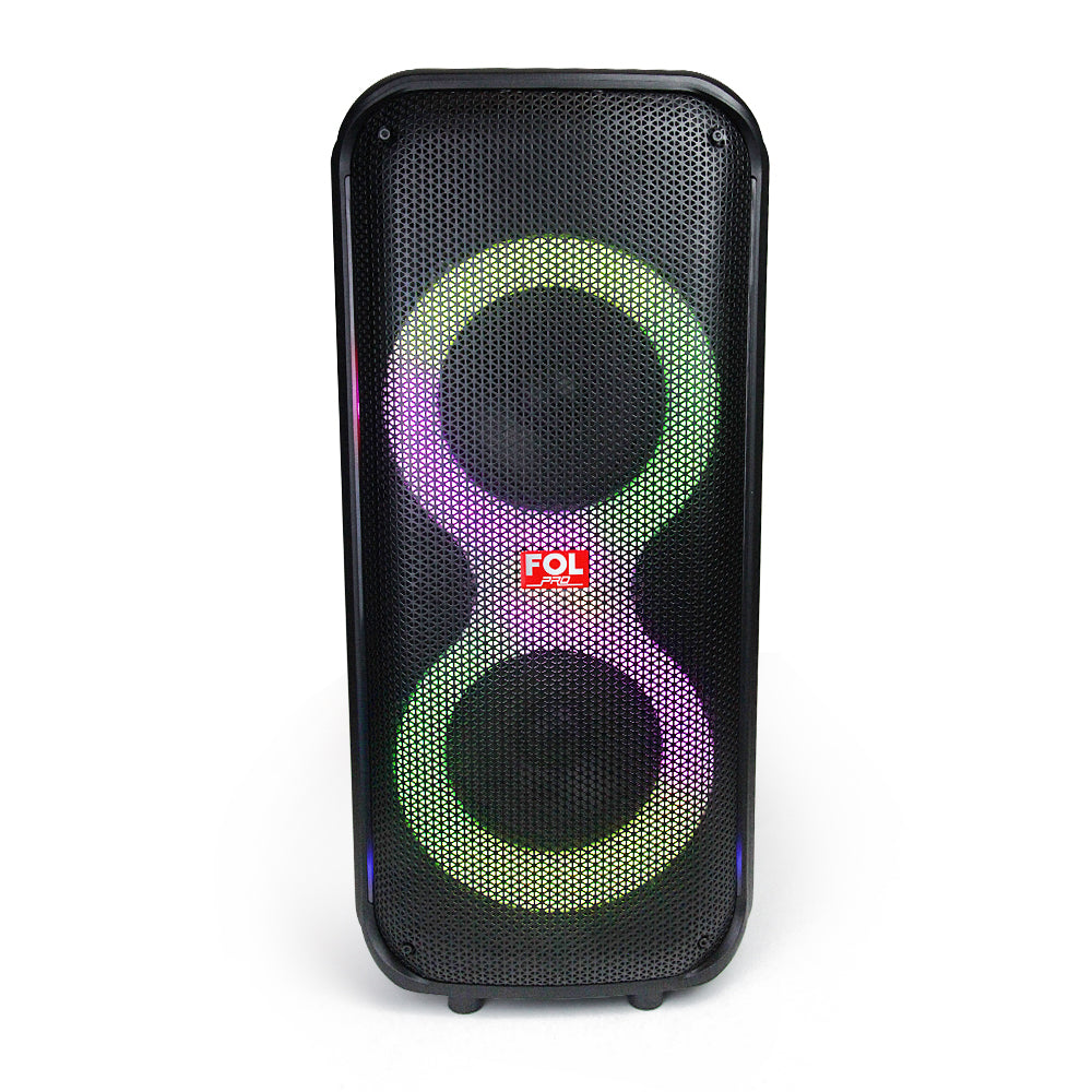 FOL FS-L2206 Doble 6.5''Bocina TWS Recargable de 60W con Micrófono Inalámbrico y Luz RGB