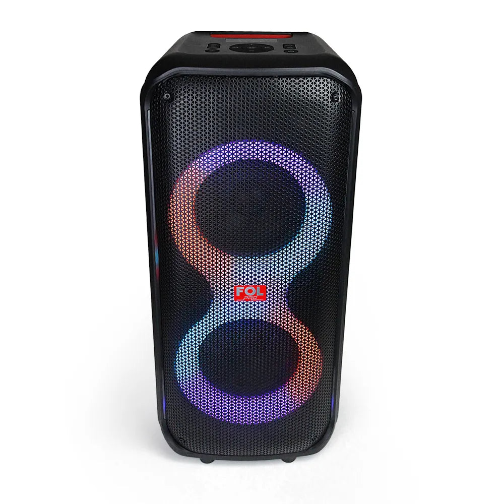 FOL FS-L2206 Doble 6.5''Bocina TWS Recargable de 60W con Micrófono Inalámbrico y Luz RGB