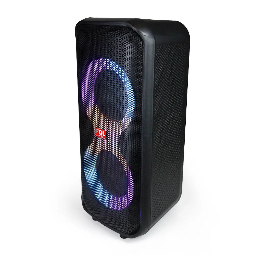 FOL FS-L2206 Doble 6.5''Bocina TWS Recargable de 60W con Micrófono Inalámbrico y Luz RGB